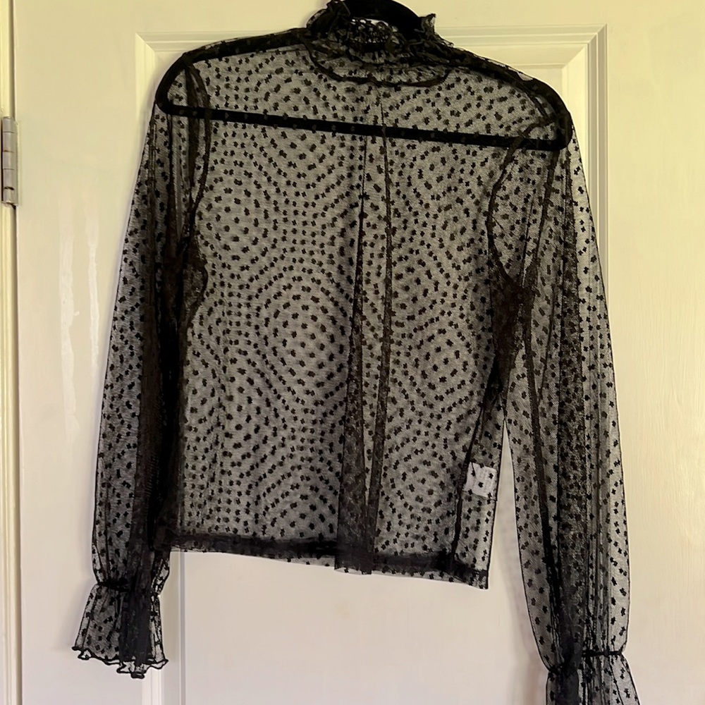 Never worn sheer polka dot top